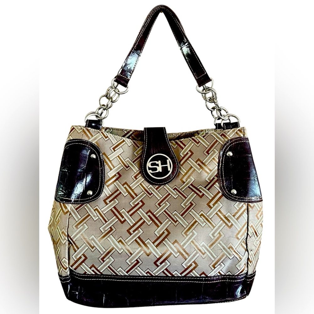 HP 🥳 Elegant Vintage Brown and Cream Sag Harbor Double Handled Shoulder Bag